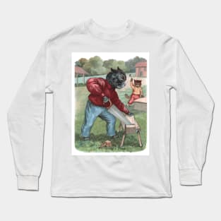 Daddys Little Helper by Louis Wain Long Sleeve T-Shirt